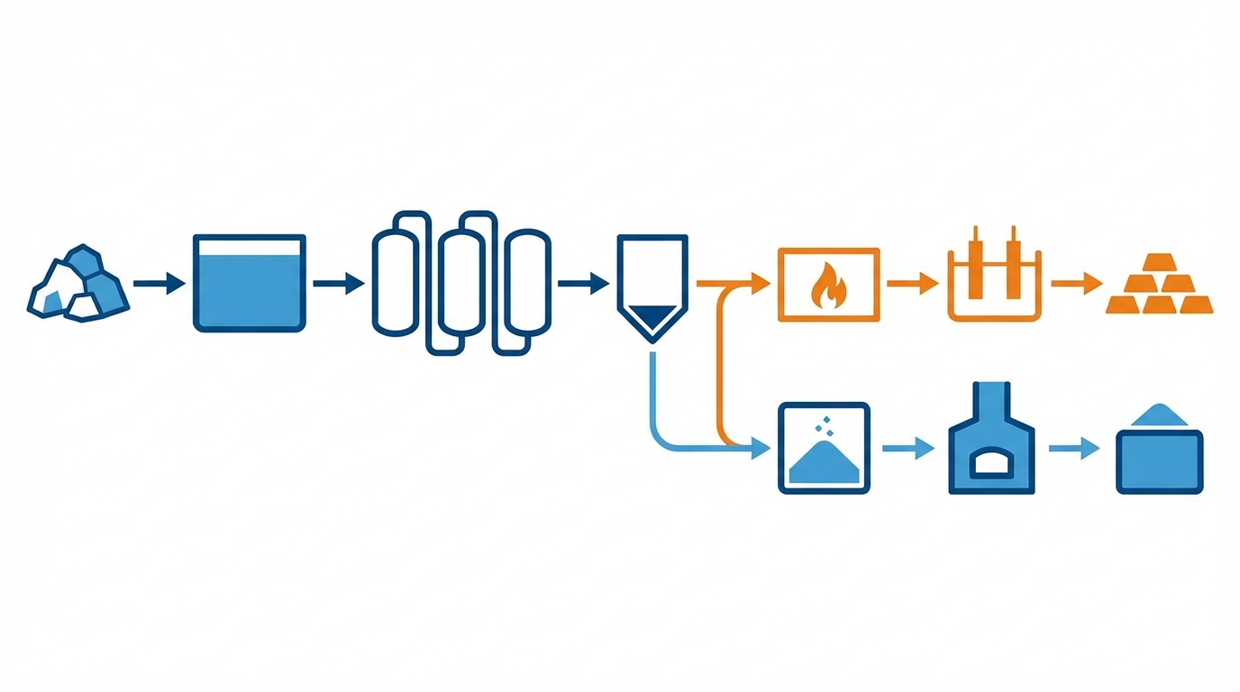Process flow from ore to yttrium oxide and yttrium metal, highlighting key bottlenecks.